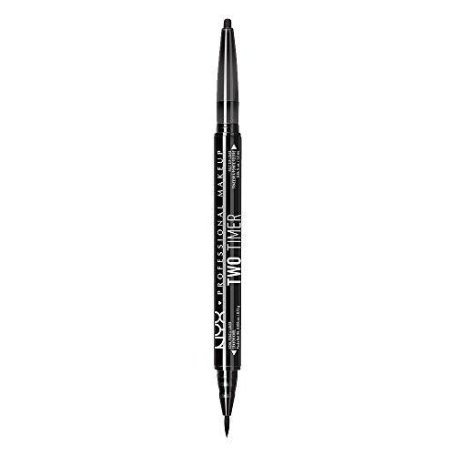 NYX PROFESSIONAL MAKEUP Two-Timer Dual Ended Eyeliner, Eyeliner Pencil, Jet Black (TT01)
