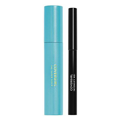 Covergirl Super Sizer Mascara and Intensify Me Eye Liner, Very Black and Intense Black, Value Pack