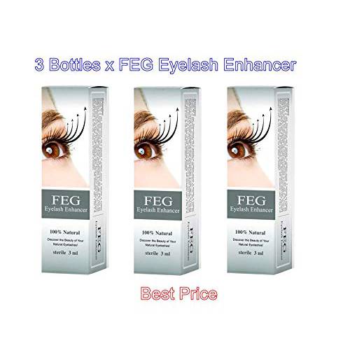 FEG Eyelash Rapid Eye Lash Growth Serum | For Lash and Brow | Fast Effective Growth Creates Longer & Darker Eyelashes | Best Natural Eyelash Serum to Grow Lashes in the Market | 3 Pack