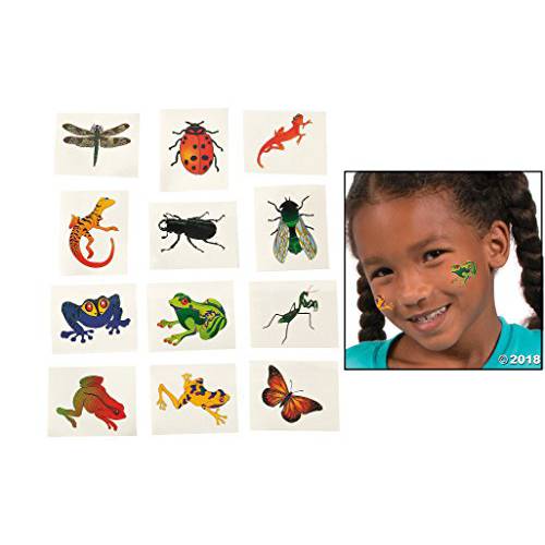 Fun Express - Insect & Reptile Tattoos (6dz) - Apparel Accessories - Temporary Tattoos - Regular Tattoos - 72 Pieces