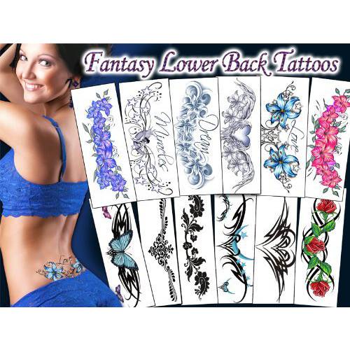 Temporary Tattoo Factory Fantasy Tattoos - Naughty Ultra Realistic Fake Adult Temporary Tattoos a little Trashy and Slutty Words Tattoos for Women’s Hip, Lower Back, Thigh, Arm Tramp Stamp - Long Lasting (13Pack)