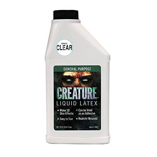 Creature Liquid Latex - CLEAR - General Purpose Professional Special Effects Liquid Latex - 16oz - Dries CLEAR