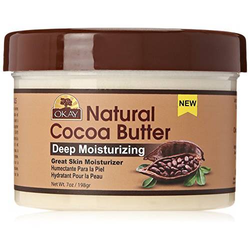 OKAY | Natural Cocoa Butter | For Skin & Hair | Moisturizes & Softens Skin | Conditions & Nourishes Hair | 100% Natural | 7 oz