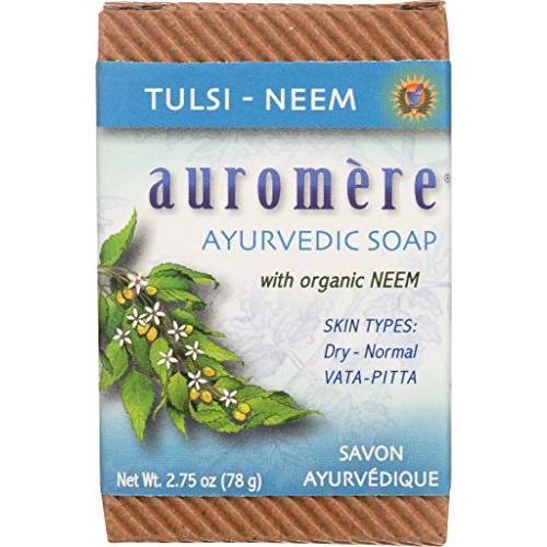 Auromere Ayurvedic Bar Soap, Tulsi Neem - Eco Friendly, Handmade, Vegan, Cruelty Free, Natural, Non GMO (2.75 oz), 1 pack