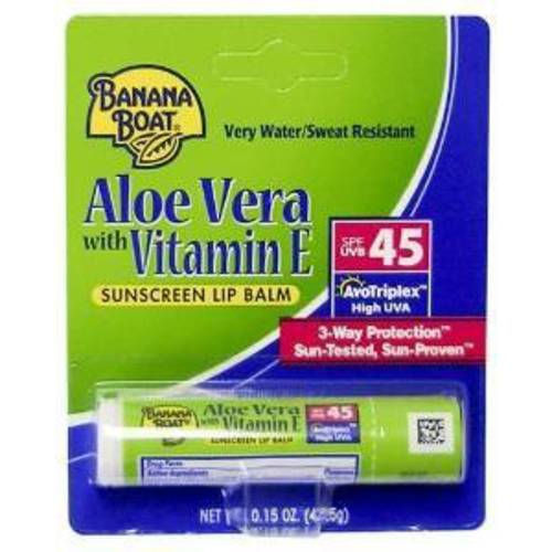 (Pack of 10) Banana Boat Aloe Vera with Vitamin E Sunscreen Lip Balm, SPF 45 .15 oz (4.25 g)