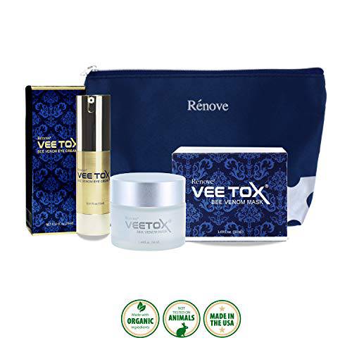 Renove VEE TOX Anti Aging Cream and wrinkle treatment - Bee Venom Cream with Manuka Honey 15 Mask - Bundle package VEE TOX Cream and VEE TOX Eye Cream