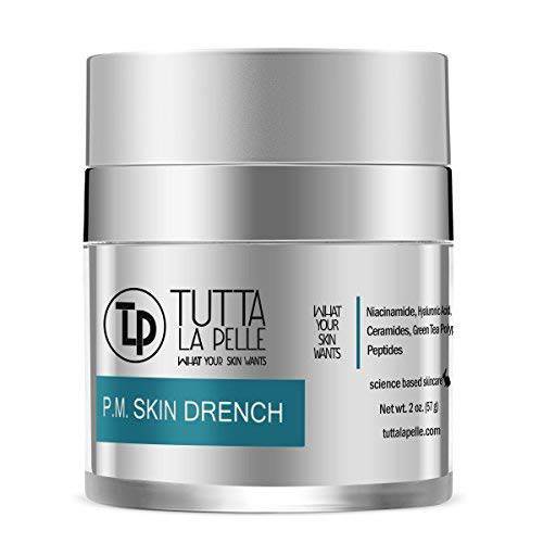 Tutta La Pelle Anti Aging Night Cream - Intense Hydrating Face Moisturizer - Enriched with Hyaluronic Acid, Ceramide, Peptides, - Excellent Night Face Cream - Fragrance Free - Light Feeling - 1.7 oz