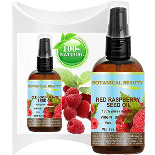 RASPBERRY SEED OIL 100% Pure/Natural/Virgin. Cold Pressed/Undiluted. For Face, Hair and Body. 2 Fl.oz.- 60 ml. by Botanical Beauty