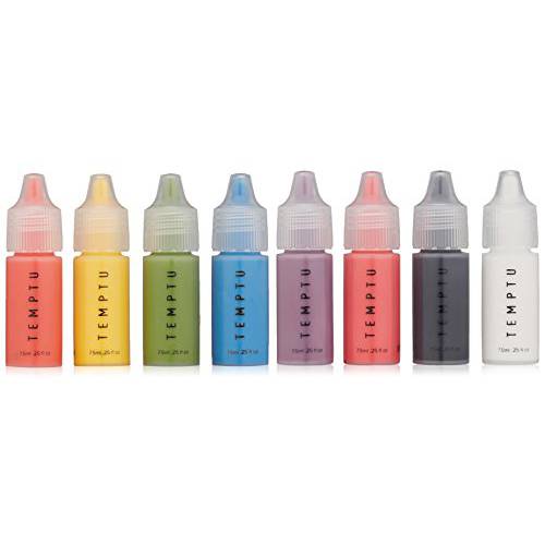 TEMPTU S/B Silicone-Based Hi-Definition Starter Set: Highly-Pigmented, Lightweight & Long-Lasting Vibrant Shades For Face & Body, Bold, Fantasy Looks, Oil-Free, 0.25 Fl Oz (Pack of 8)