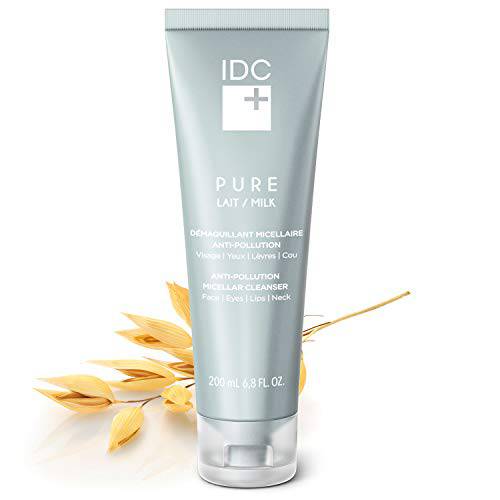 IDC Dermo + Glenmark Pure Gel | 5-in-1 Anti-Pollution Exfoliating Cleansing Gel & Makeup Remover for Face, Eyes, & Neck | With Vitamin B5 and Lindseed Extract | All Skin Types | 4 fl. oz / 120 mL (Pure Milk, 6.8 Oz.)