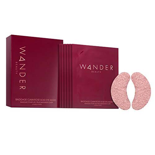 Wander Beauty Gold Under Eye Patches BAGGAGE CLAIM | Under Eye Mask for Beauty and Self Care, Brightens Dark Circles, Hyaluronic Acid Eye Mask - Puffy Under Eye Bags, (6 pairs Rose Gold)