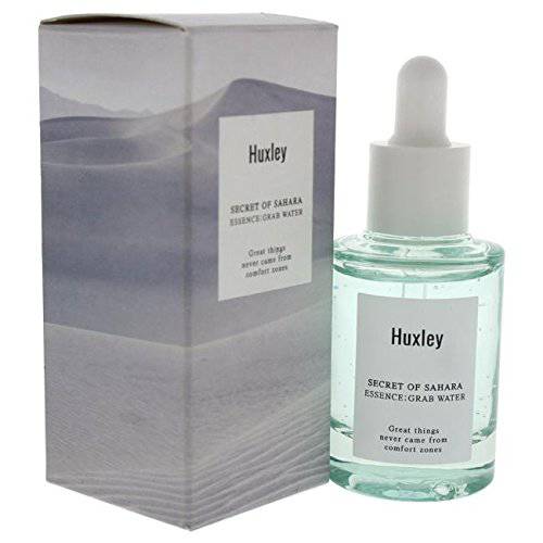 Huxley Secret of Sahara Essence Grab Water 1.01 fl. oz. | Korean Water Essence Facial Hydration | With Hyaluronic Acid, Ceramide, Peppermint, and Antioxidant Berry Complex to Hydrate and Soothe Skin