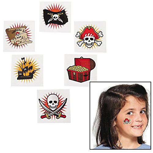 Fun Express Pirate Temporary Tattoos. (72 piece.) Safe and non-toxic.