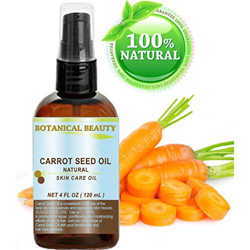 CARROT SEED OIL 100 % Natural Cold Pressed Carrier Oil. 4 Fl.oz.- 120 ml. Skin, Body, Hair and Lip Care. One of the best oils to rejuvenate and regenerate skin tissues.” by Botanical Beauty