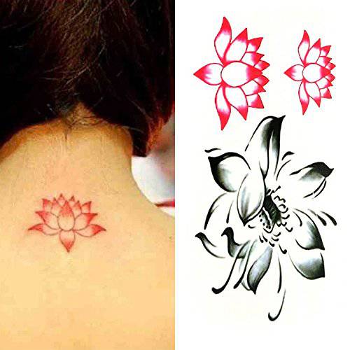 Oottati Small Cute Temporary Tattoo Lotus Lotus Flower (Set of 2)