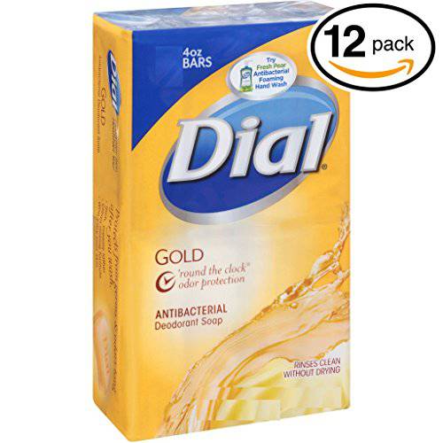 (PACK OF 12 BARS) Dial GOLD Antibacterial Bar Soap. Round the Clock Odor Protection. Leaves Skin Smooth & Radian Hypo-Allergenic. Great for Hands, Face & Body (12 Bars, 4oz Each Bar)