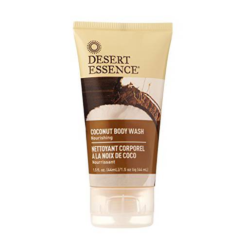 Desert Essence Coconut Body Wash - 1.5 Fl Ounce - Nourishing - Jojoba Oil - Sugar Maple - Shea Butter - Revitalizes Skin - Intense Hydration - Vegan - Gluten Free - Cruelty Free - Paraben Free