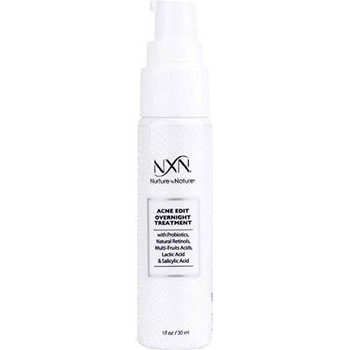 NxN Acne Edit Overnight Treatment Cream with Glycolic, Salicylic, Lactic Acids & Probiotics to Clear Breakouts & Calm Redness - for Men, Women, Teens