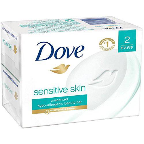 Dove Sensitive Skin Unscented Hypo-Allergenic Beauty Bar 4 oz, 2 ea (Pack of 4)