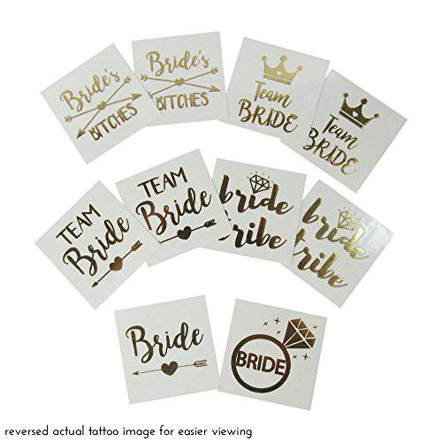 Bachelorette Party Tattoo, Bridal Shower Supplies For Bridesmaids, Gold Metallic Temporary Tattoos Favors