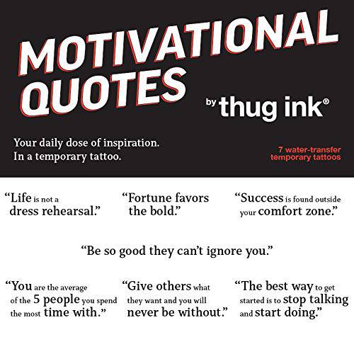 Motivational Quotes by Thug Ink® - 7 Temporary Tattoos ~ Daily Motivational Quotes ~ Inspirational Quotes ~ Water-transfer Tattoos