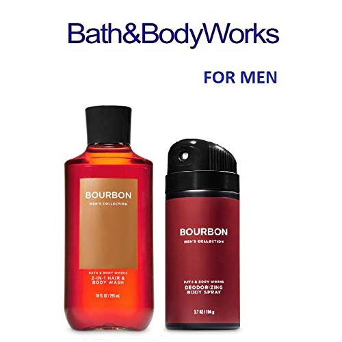 BATH AND BODY WORKS, GIFT SET BOURBON FOR MEN - BODY WASH AND DEODORIZING BODY SPRAY- FULL SIZE