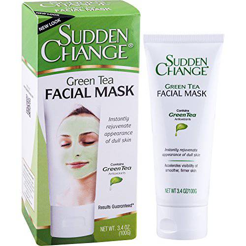 Sudden Change Green Tea Facial Mask – Diminish Wrinkles, Puffiness & More - Improve Texture, Purify Pores & Remove Excess Oil – Made with Antioxidants - Cooling Sensation for Relaxation (3.4 oz)