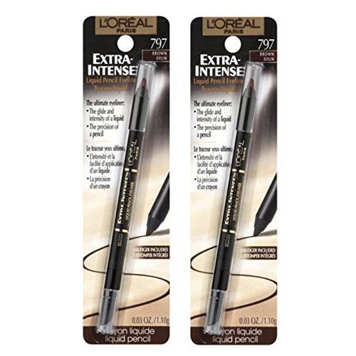 L’Oréal Paris Extra-Intense Pencil Eyeliner, 797 Brown (Pack of 2)
