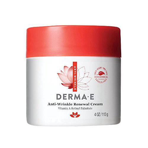 DERMA-E Anti-Wrinkle Renewal Skin Cream – Vitamin A (Retinyl Palmate) Wrinkle Treatment Cream – Vegan Anti-Aging Moisturizer to Smooth & Renew Aging Skin, 4 oz