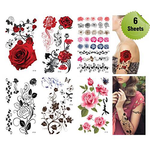 Supperb® Mix Flower Temporary Tattoos / 6-pack