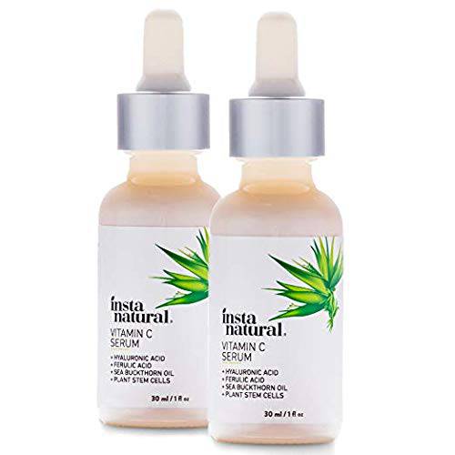 InstaNatural Vitamin C Serum with Hyaluronic Acid & Vit E - Natural & Organic Anti Wrinkle Reducer Formula for Face - Dark Circle, Fine Line & Sun Damage Corrector - Restore & Boost Collagen - 1 oz