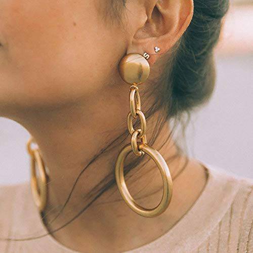 DOUBNINE Hoop Earrings Large Long Chain Lightweight Circle Dangle Gold Earrings Accessoriesfor Women