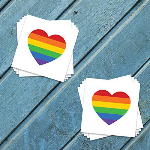 Pride Heart Temporary Tattoos (10 Pack) | Skin Safe | MADE IN THE USA | Removable