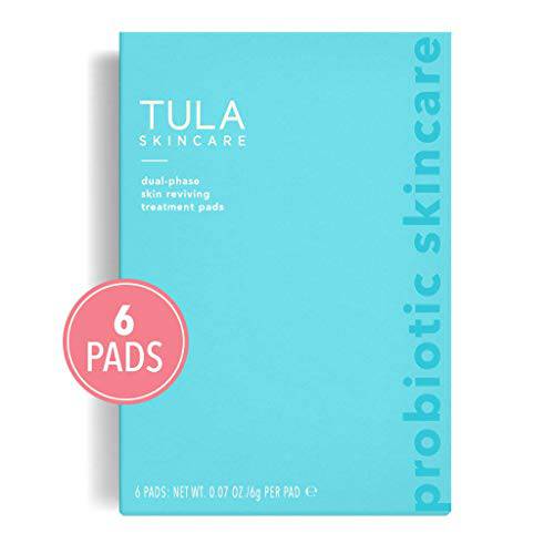 TULA Skin Care Instant Facial Dual-Phase Skin Reviving Treatment Pads (6 pads) | Lactic Acid Pads to Exfoliate and Brighten Skin, Instant Facial