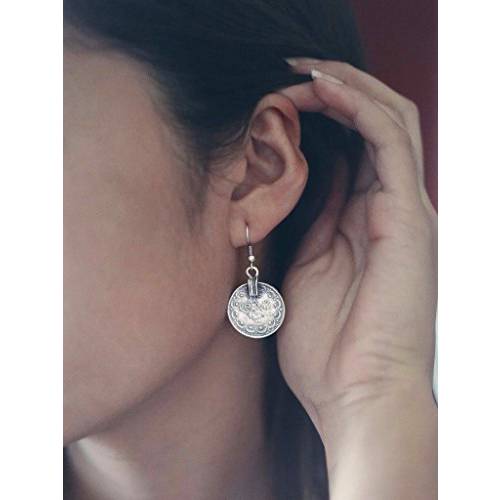FXmimior Fashion Women Vintage Silver Coin Pendant Dangles Earrings for Girl Women