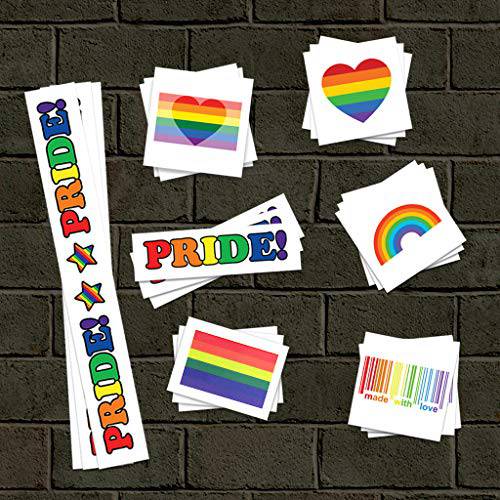 Pride Rainbow Temporary Tattoos | Skin Safe | Pack of 21 | MADE IN THE USA| Removable