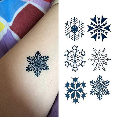Oottati Small Cute Temporary Tattoo Snowflake Totem (Set of 2)