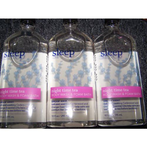Lot of 3 Bath & Body Works Aromatherapy Sleep Night Time Tea Body Wash & Foam Bath 10 Fl Oz Each (Night Time Tea)