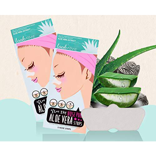 Look At Me Nose Pore Strips (2-Pack, 10 Nose Strips). Korean Skin Care Blackhead Remover with Aloe Vera. K Beauty Pore Cleaner and Pore Extractor. Acne Mask for Blackhead Removal. Adhesive Pore Mask.