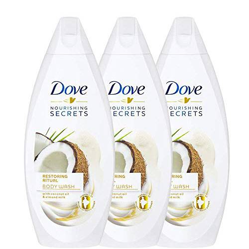 Dove Restoring Ritual, Coconut Oil and Almond Milk Body Wash - 3 Packs x 16.9 Fl.Oz / 500ml Ea