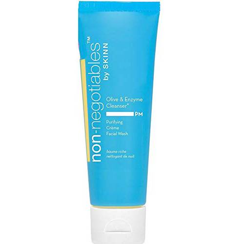 SKINN Daily Evening Face Wash, Multi-Action Cream, Olive and Enzyme Cleanser, 4oz — Gentle Exfoliating Facial Cream for Removing Makeup, Pollution, Impurities and Dead Skin Cells – Hydrate and Smooth Uneven Skin Texture