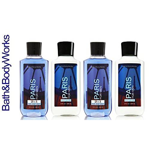 Bath and Body Works Paris for Men Two Body Lotion - Two 2-in-1 Hair & Body Wash - Lot of 4 Full Size
