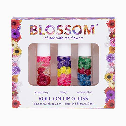 Blossom Scented Roll on Lip Gloss, Infused with Real Flowers, Made in USA, 0.20 fl. oz./5.9ml, Banana (Cap Color May Vary)