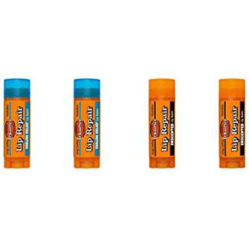 O’Keeffe’s Lip Repair Lip Balm for Dry, Cracked Lips, Stick, (Pack of 4: 2 Cooling + 2 Unscented)
