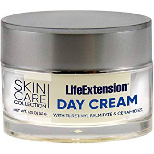 Life Extension Skin Care Collection Day Cream Bright, Young Looking Skin - Retinyl, Rice Bran Ceramides, Green Tea - Nutrients Support Collagen Production, Thickness & Firmness - Net Wt. 1.65oz (47 g)