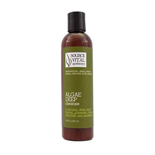 Algae Deep Cleanse by Source Vitál Apothecary | Daily Natural Deep Pore Facial Cleanser for Gentle Exfoliation for All Skin Types | Invigorating Scent with a Tingly Sensation that Leaves the Skin Happy and Smooth | 8.39 Oz.