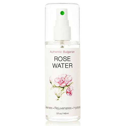Rose Water Spray Mist Toner - USDA Certified Organic - 100% Pure and Natural Face Hydrosol- Authentic Bulgarian by Bioprocess - Hydrates Refreshes Moisturizes Rejuvenates 5oz