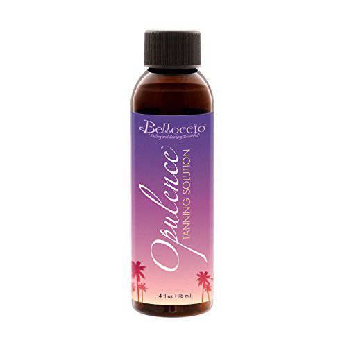 4 Ounce Bottle of Belloccio Opulence Ultra Premium DHA Sunless Tanning Solution with Dark Bronzer Color Guide