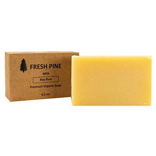 Fresh Pine Bay Rum Mens Bar Soap - Exfoliating soap bar for men, all natural Bay Rum Organic Shower Bath Soap, Rich lather soap with great scent, exfoliating men’s bar soap - Made in USA, Mens soap