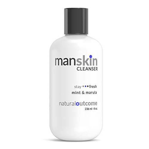 natural outcome Man Skin Face Wash Cleanser Skin Care - Mint & Marula Refreshing Facial Cleansing Gel For Men Sulfate Free 8 oz